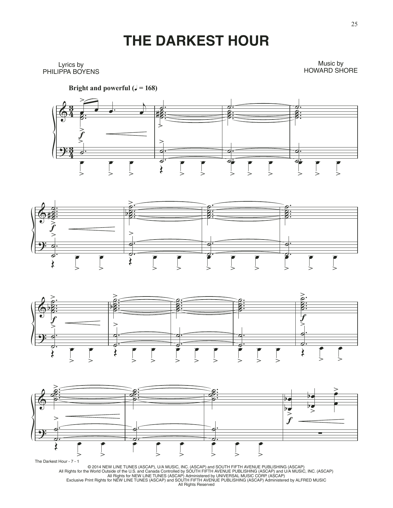Howard Shore The Darkest Hour (from The Hobbit: The Battle of the Five Armies) sheet music notes and chords arranged for Piano & Vocal