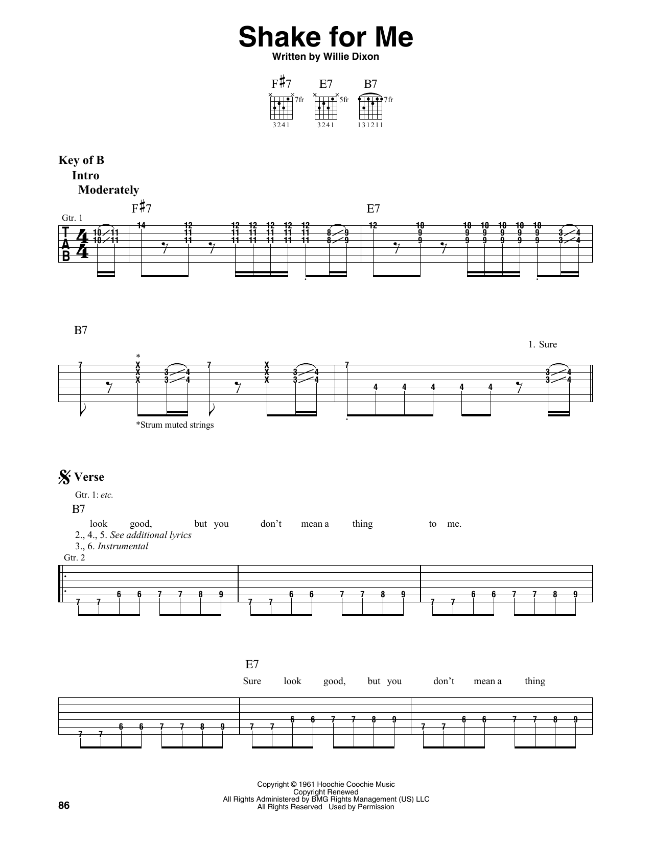 Howlin' Wolf Shake For Me sheet music notes and chords arranged for Guitar Lead Sheet