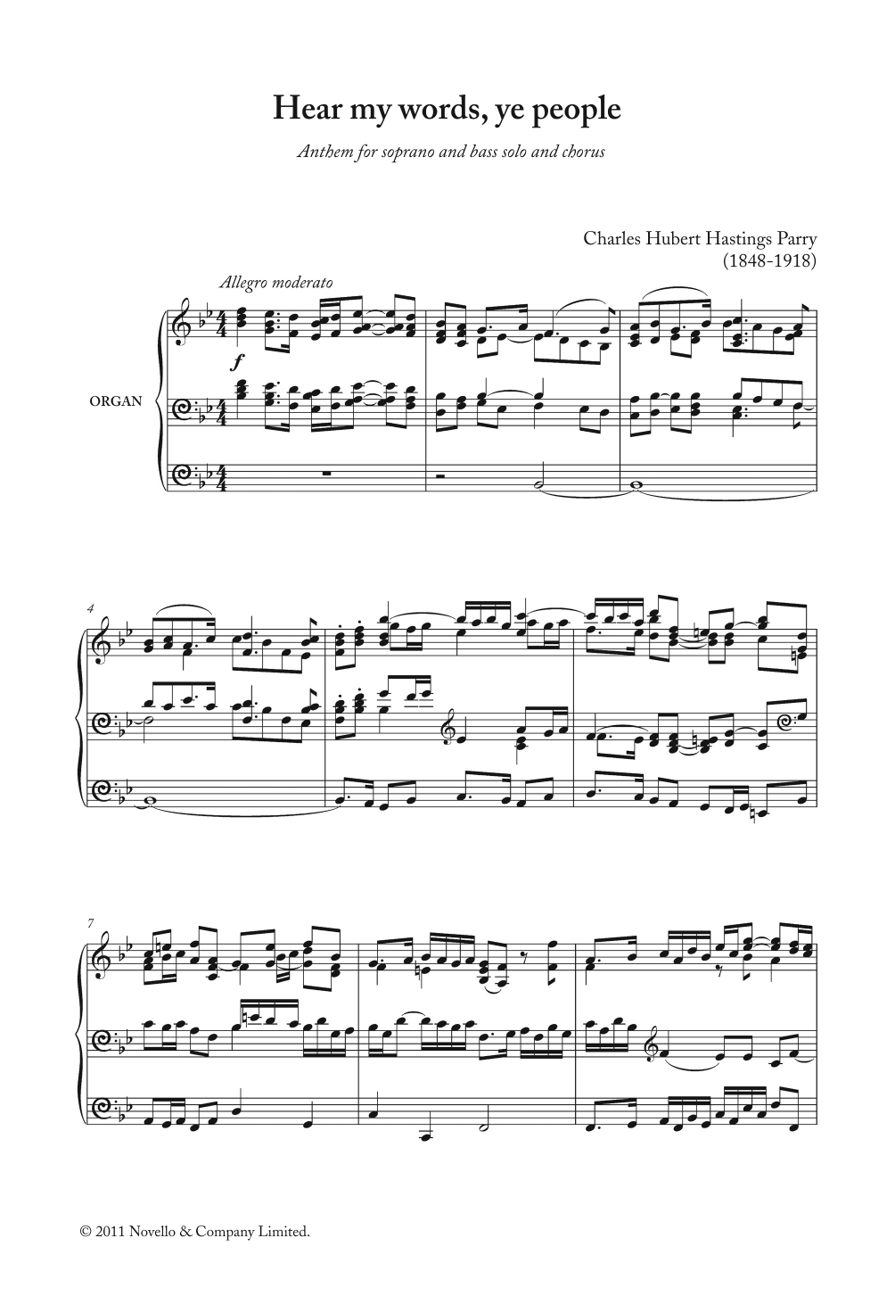 Hubert Parry Hear My Words, Ye People sheet music notes and chords arranged for Choir