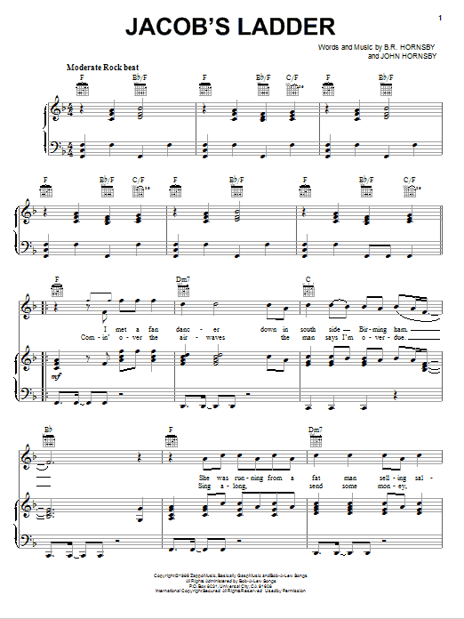 Huey Lewis & The News Jacob's Ladder sheet music notes and chords arranged for Piano, Vocal & Guitar Chords (Right-Hand Melody)