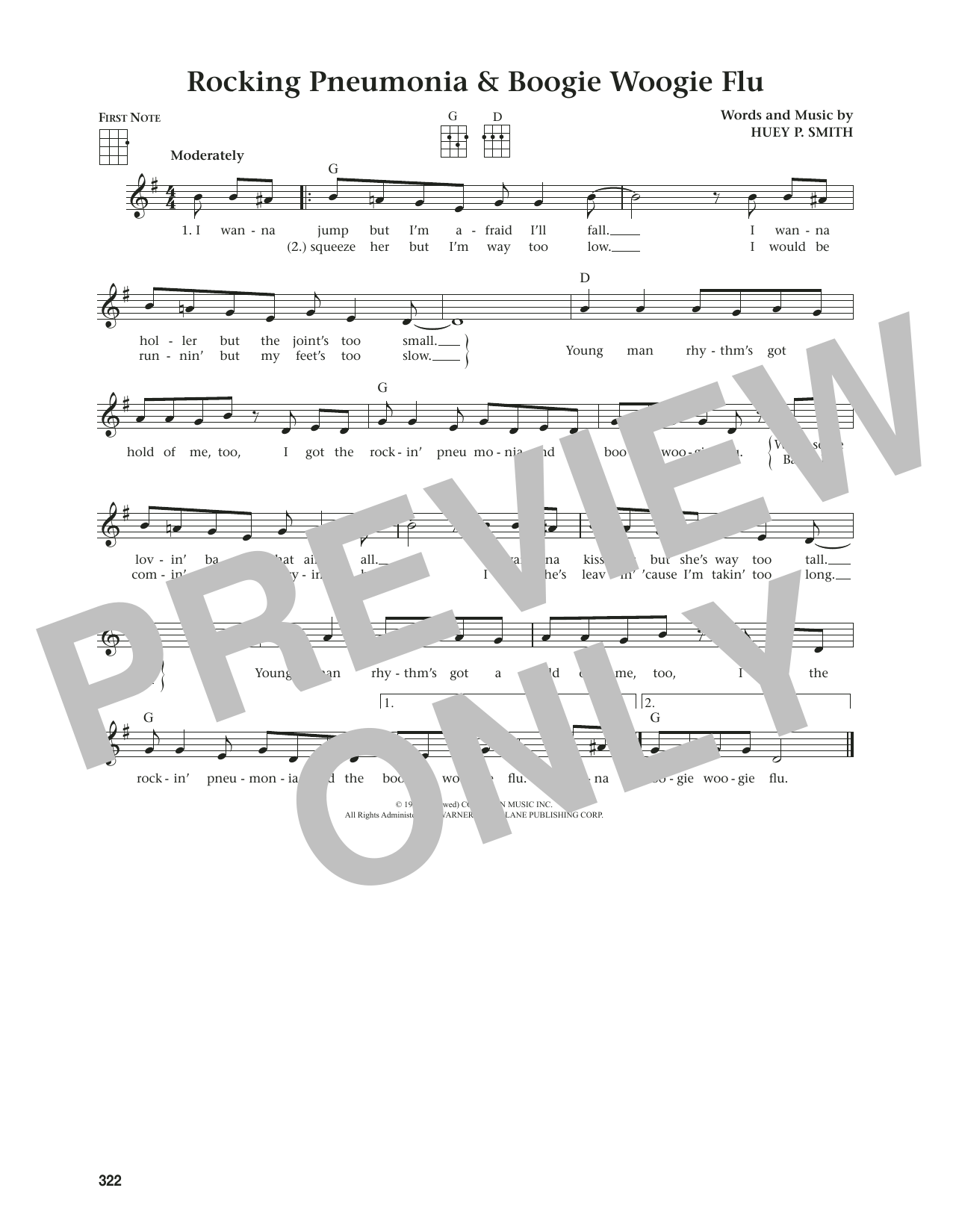 Huey P. Smith Rocking Pneumonia & Boogie Woogie Flu (from The Daily Ukulele) (arr. Jim Beloff) sheet music notes and chords arranged for Ukulele