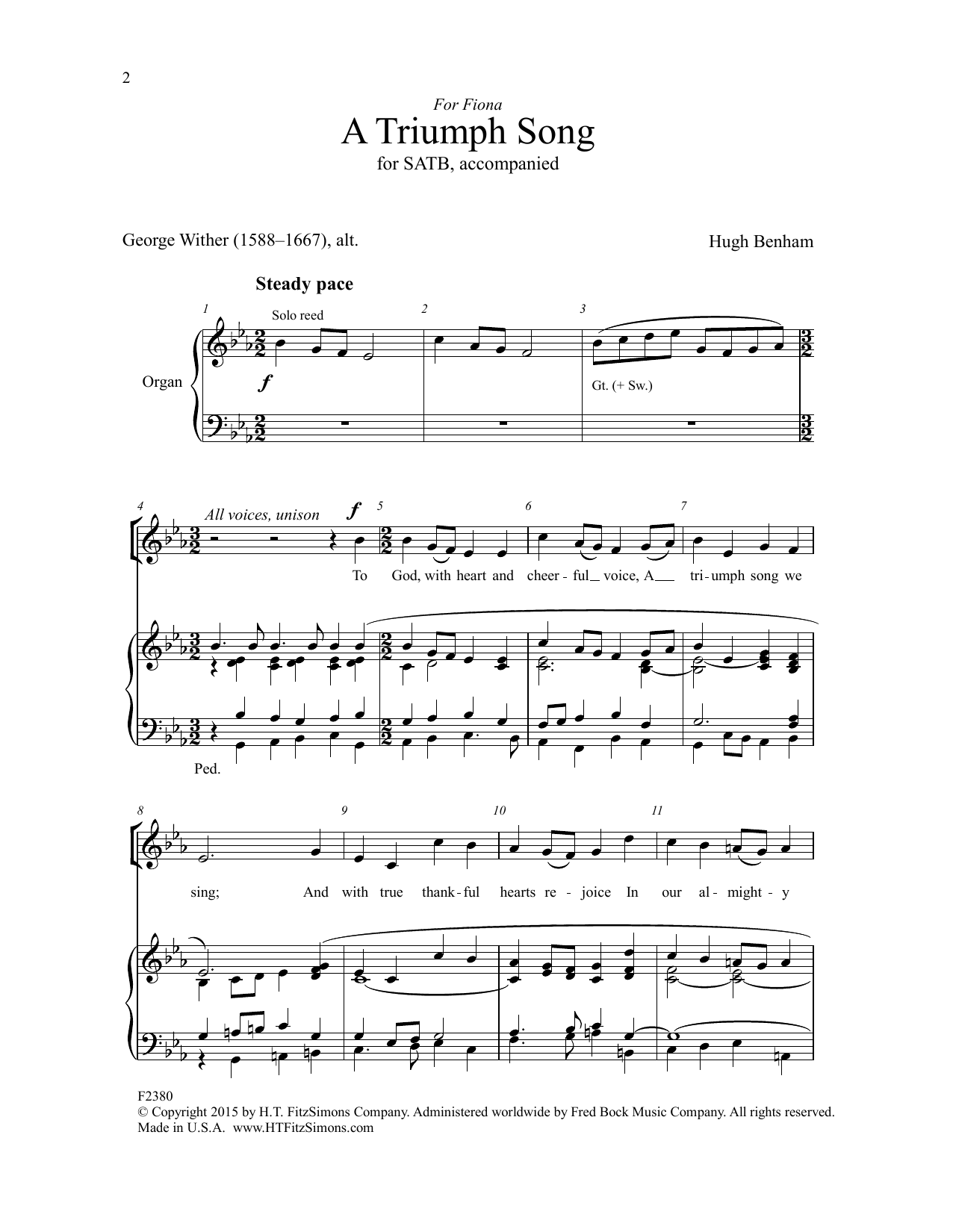 Hugh Benham A Triumph Song sheet music notes and chords arranged for SATB Choir