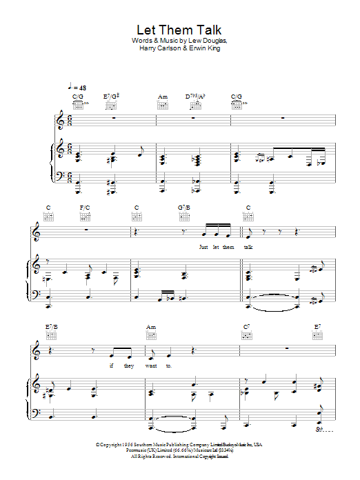 Hugh Laurie Let Them Talk sheet music notes and chords arranged for Piano, Vocal & Guitar Chords
