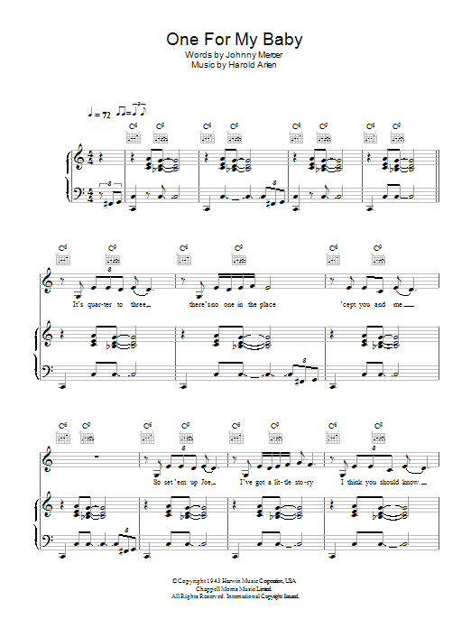 Hugh Laurie One For My Baby (And One More For The Road) sheet music notes and chords arranged for Piano, Vocal & Guitar Chords