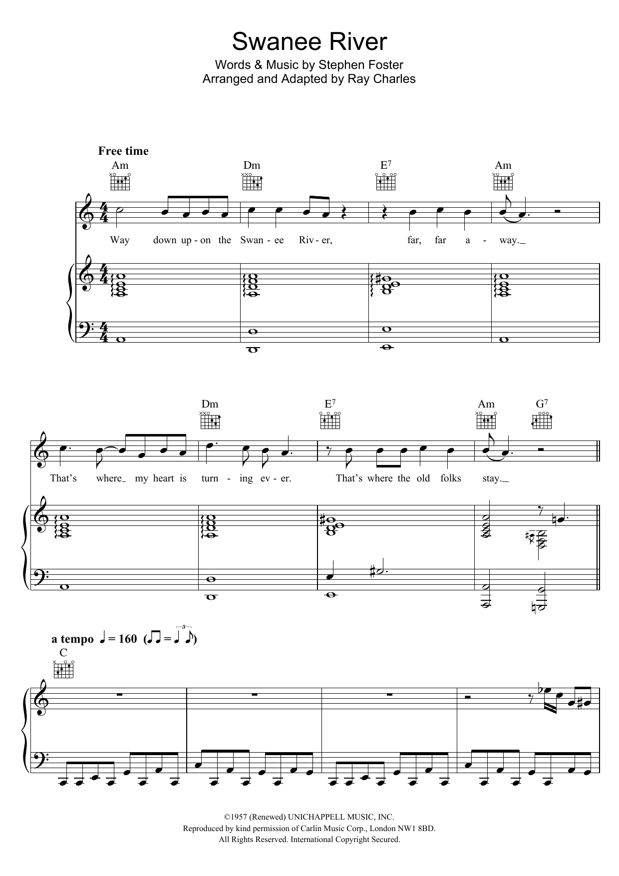 Hugh Laurie Swanee River Rock sheet music notes and chords arranged for Piano, Vocal & Guitar Chords
