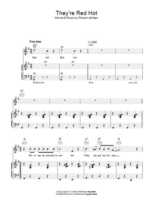 Hugh Laurie They're Red Hot sheet music notes and chords arranged for Piano, Vocal & Guitar Chords
