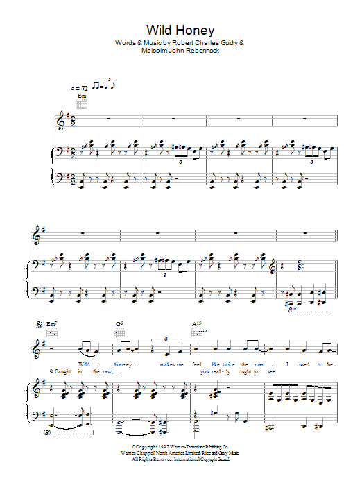 Hugh Laurie Wild Honey sheet music notes and chords arranged for Piano, Vocal & Guitar Chords