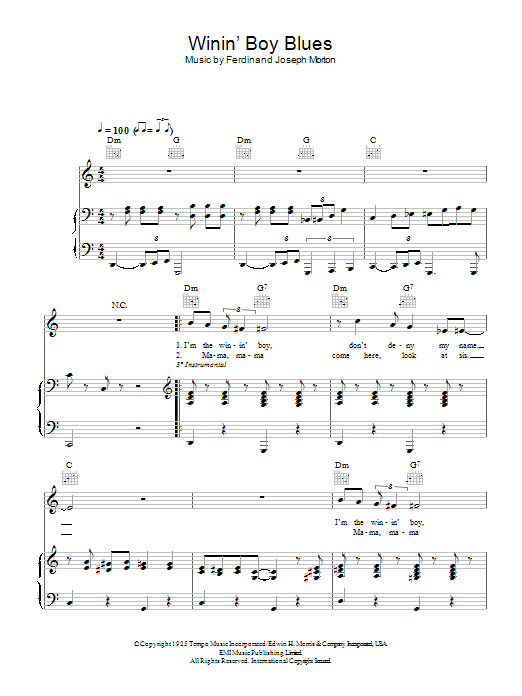 Hugh Laurie Winin' Boy Blues sheet music notes and chords arranged for Piano, Vocal & Guitar Chords