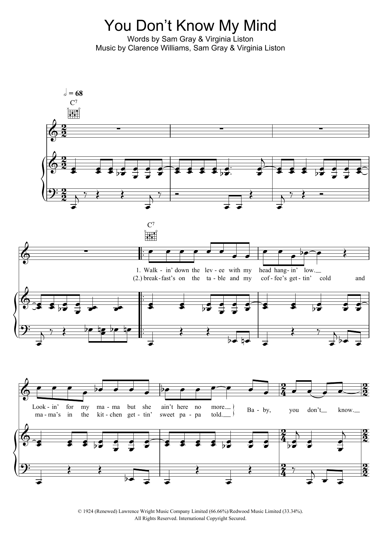 Hugh Laurie You Don't Know My Mind sheet music notes and chords arranged for Piano, Vocal & Guitar Chords