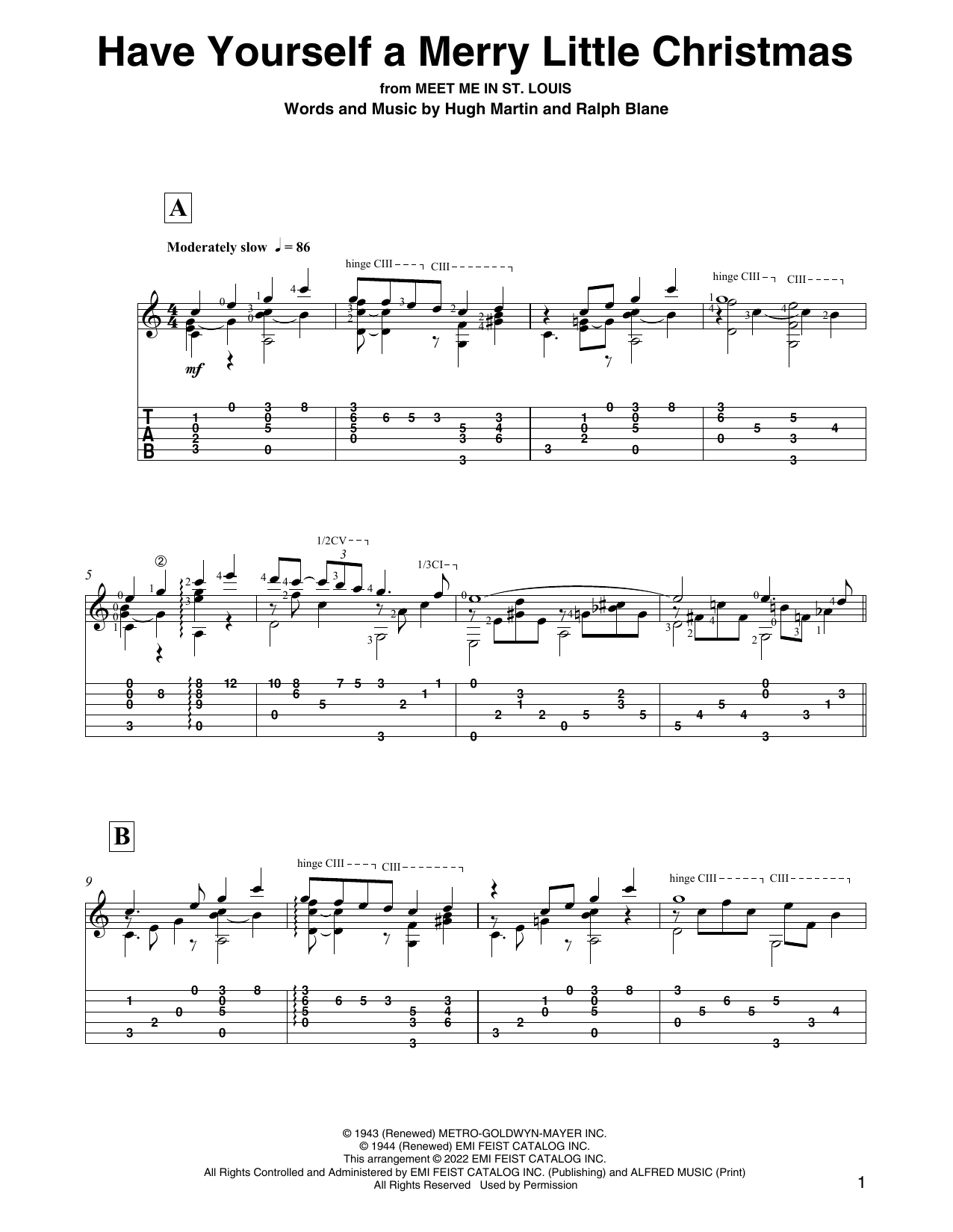 Hugh Martin Have Yourself A Merry Little Christmas (arr. David Jaggs) sheet music notes and chords arranged for Solo Guitar