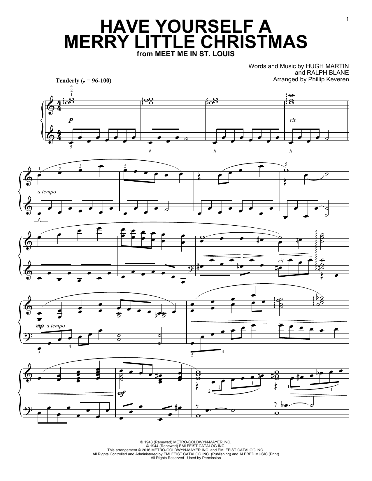 Hugh Martin Have Yourself A Merry Little Christmas (arr. Phillip Keveren) sheet music notes and chords arranged for Piano Solo
