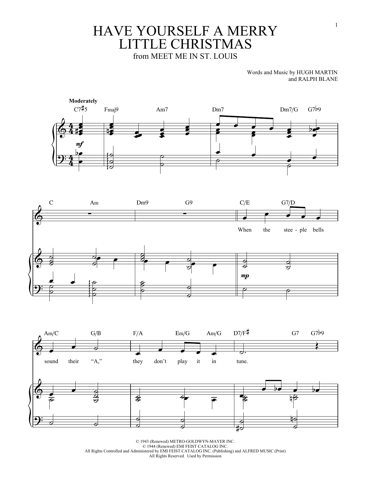 Hugh Martin Have Yourself A Merry Little Christmas (arr. Richard Walters) sheet music notes and chords arranged for Piano & Vocal