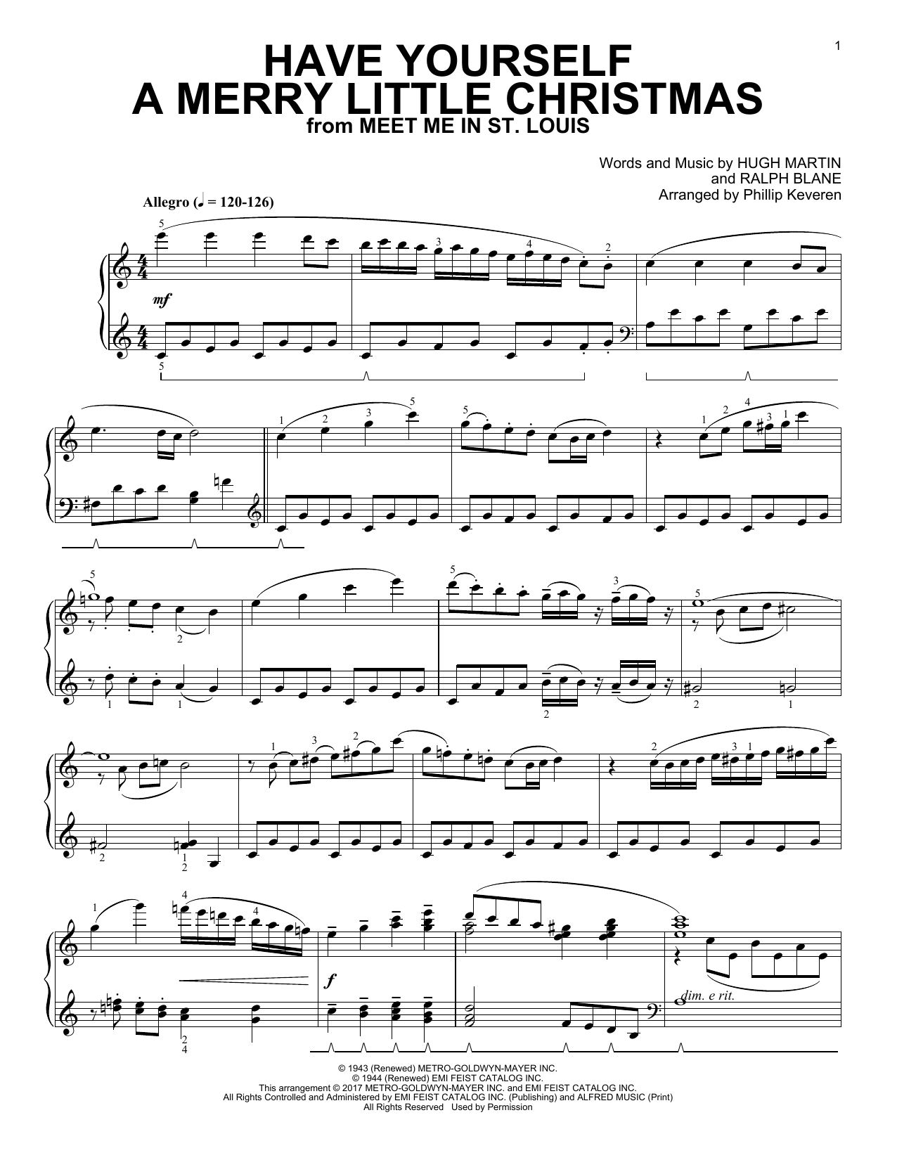 Hugh Martin Have Yourself A Merry Little Christmas [Classical version] (arr. Phillip Keveren) sheet music notes and chords arranged for Piano Solo