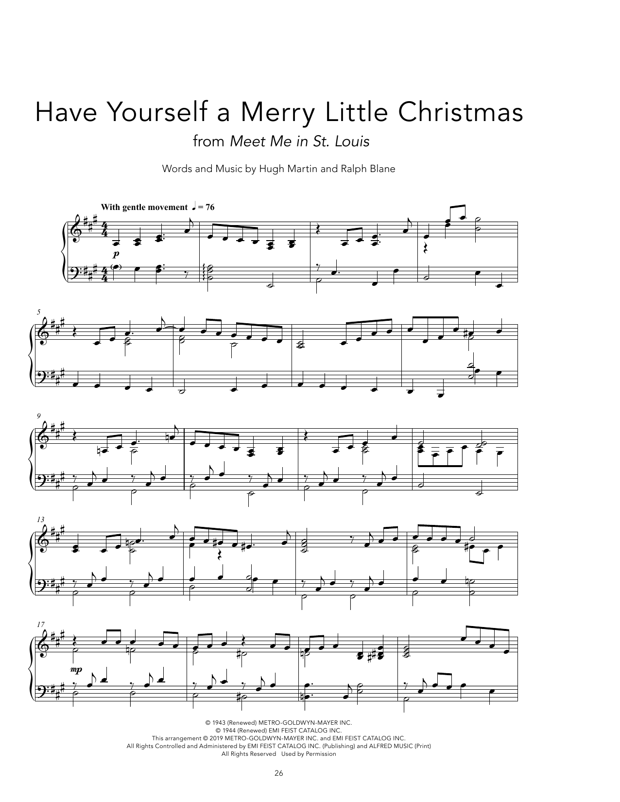 Hugh Martin Have Yourself A Merry Little Christmas [Peaceful version] sheet music notes and chords arranged for Piano Solo