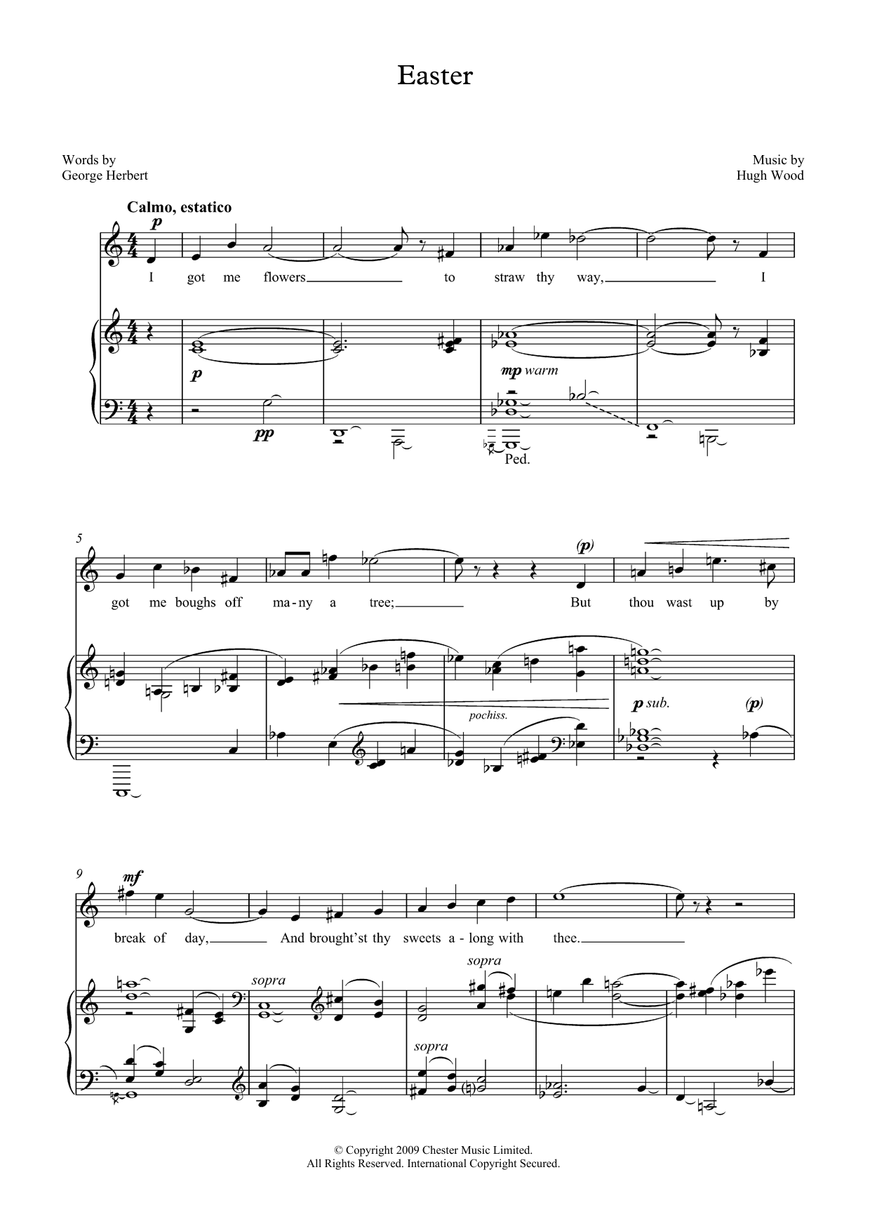 Hugh Wood Easter (tenor & piano) sheet music notes and chords arranged for Piano & Vocal