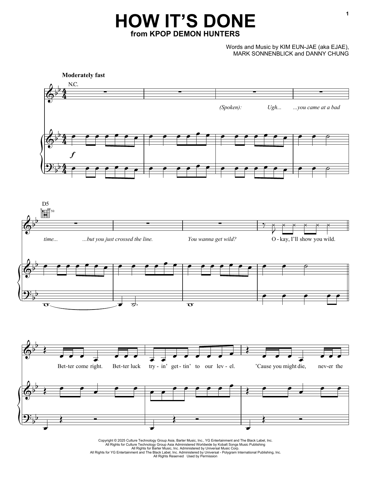 Huntr/X (Ejae, Audrey Nuna And Rei Ami) How It's Done (from KPop Demon Hunters) sheet music notes and chords arranged for Piano, Vocal & Guitar Chords (Right-Hand Melody)