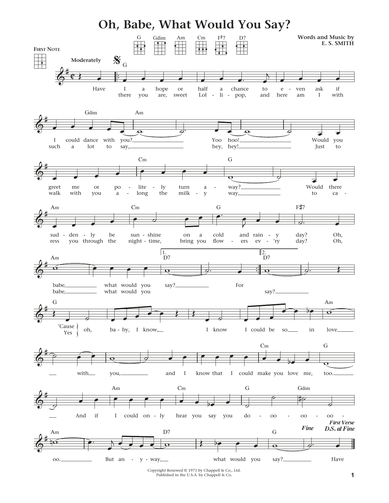 Hurricane Smith Oh, Babe, What Would You Say? (from The Daily Ukulele) (arr. Liz and Jim Beloff) sheet music notes and chords arranged for Ukulele