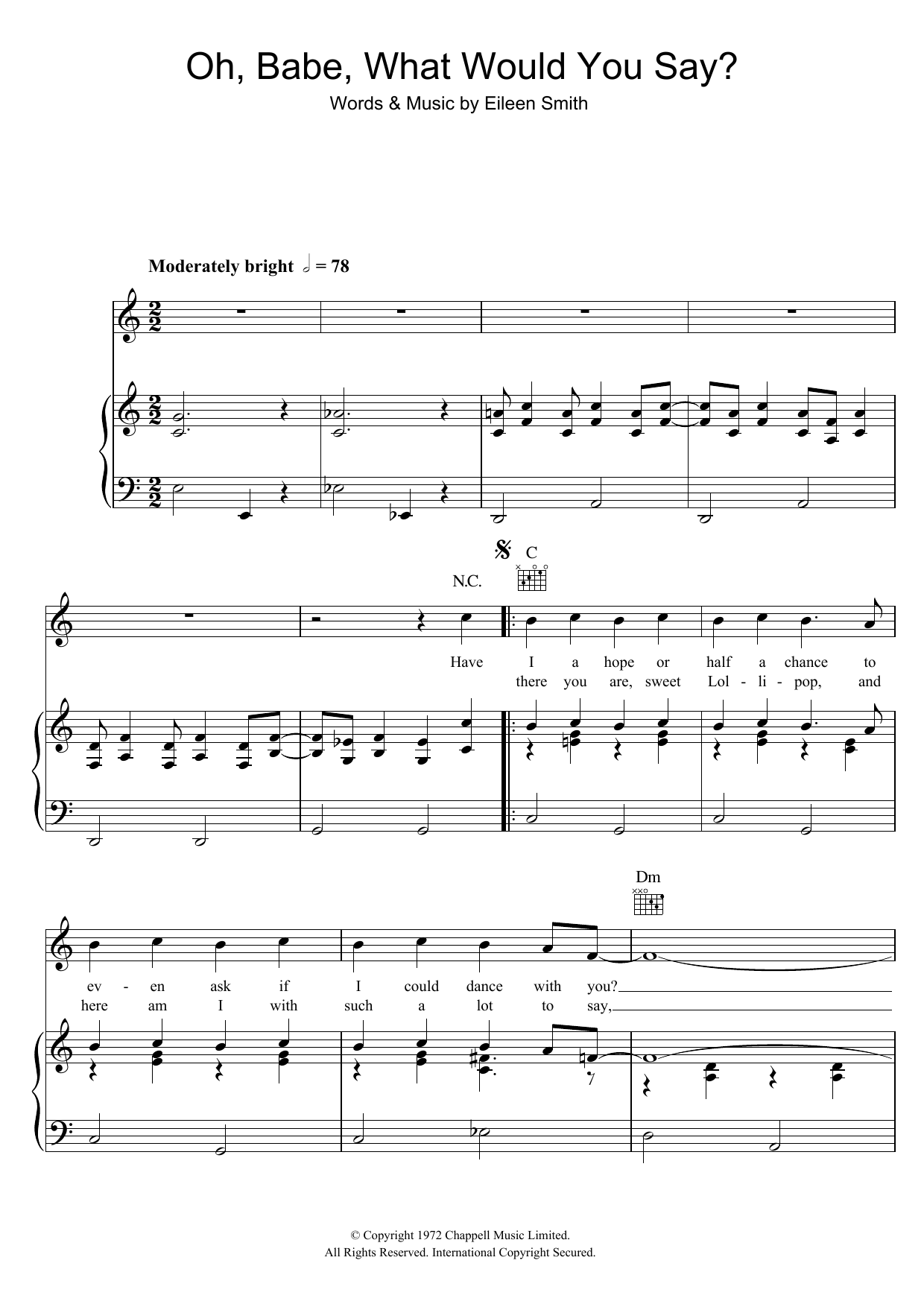 Hurricane Smith Oh, Babe, What Would You Say? sheet music notes and chords arranged for Piano, Vocal & Guitar Chords