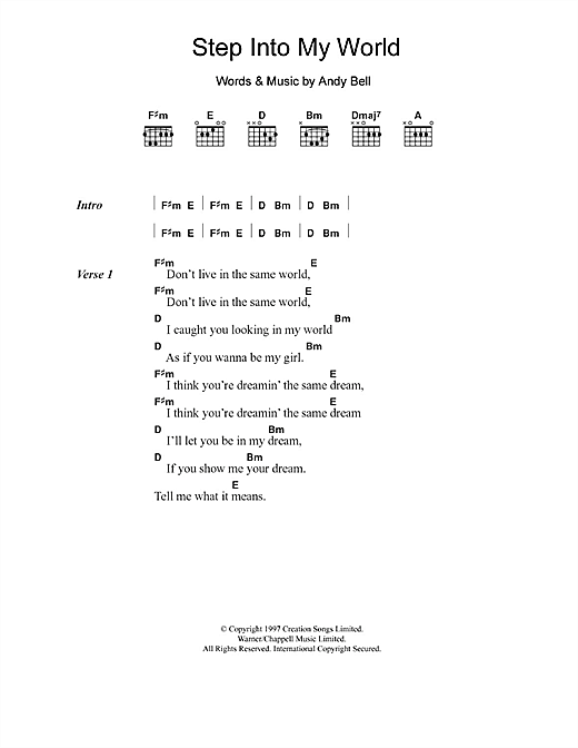 Hurricane #1 Step Into My World sheet music notes and chords arranged for Guitar Chords/Lyrics