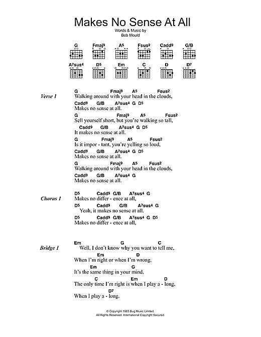 Husker Du Makes No Sense At All sheet music notes and chords arranged for Guitar Chords/Lyrics