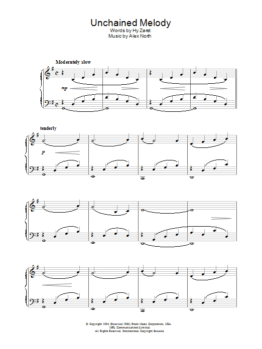 Hy Zaret Unchained Melody sheet music notes and chords. Download Printable PDF.