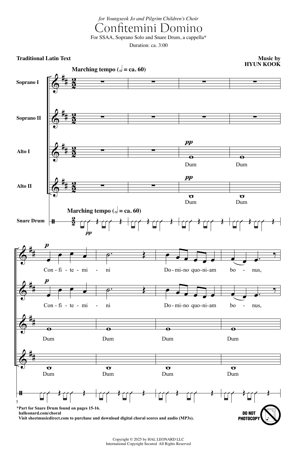 Hyun Kook Confitemini Domino sheet music notes and chords arranged for SSAA Choir