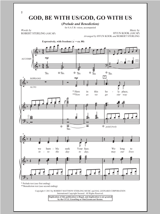 Hyun Kook God, Be With Us/God, Go With Us sheet music notes and chords arranged for SATB Choir
