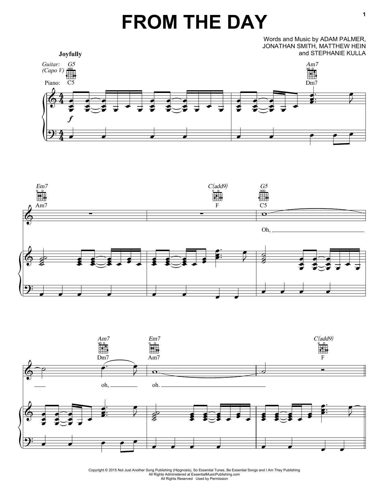 I Am They From The Day sheet music notes and chords arranged for Piano, Vocal & Guitar Chords (Right-Hand Melody)