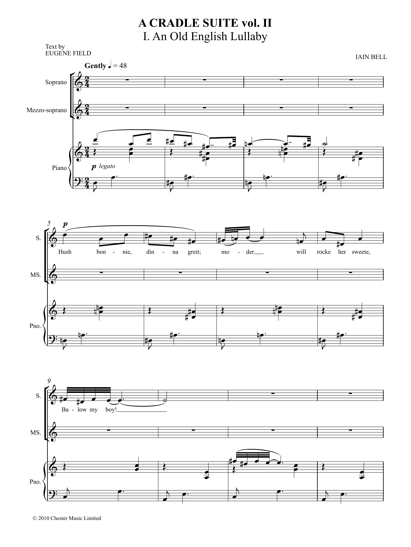 Iain Bell A Cradle Suite - Vol. 2 sheet music notes and chords arranged for Vocal Duet