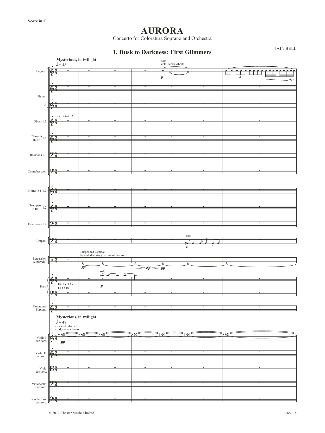Iain Bell Aurora (Study score) sheet music notes and chords arranged for Vocal Solo