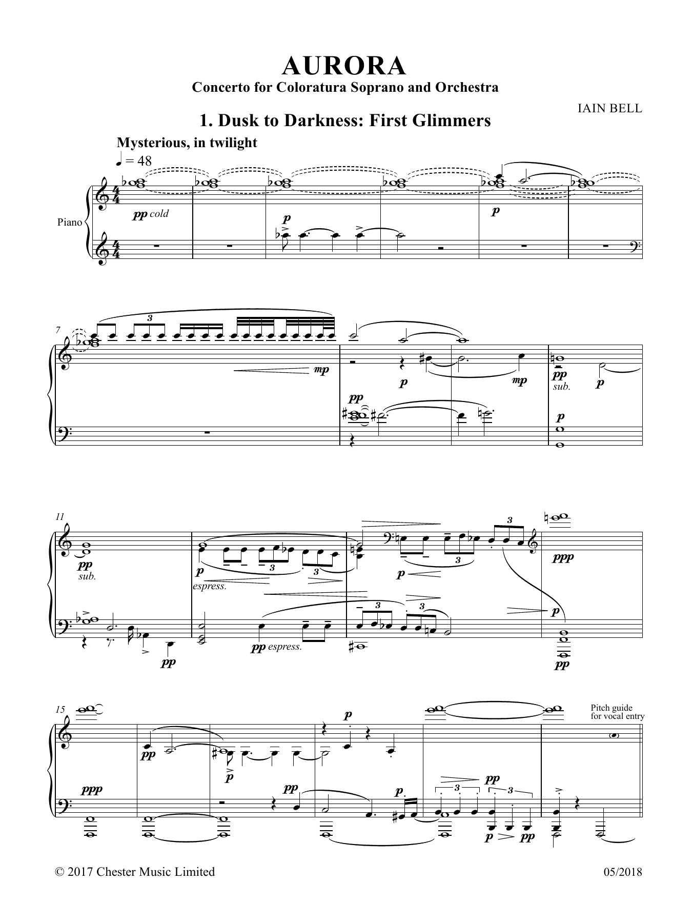 Iain Bell Aurora (Vocal score) sheet music notes and chords arranged for Piano & Vocal