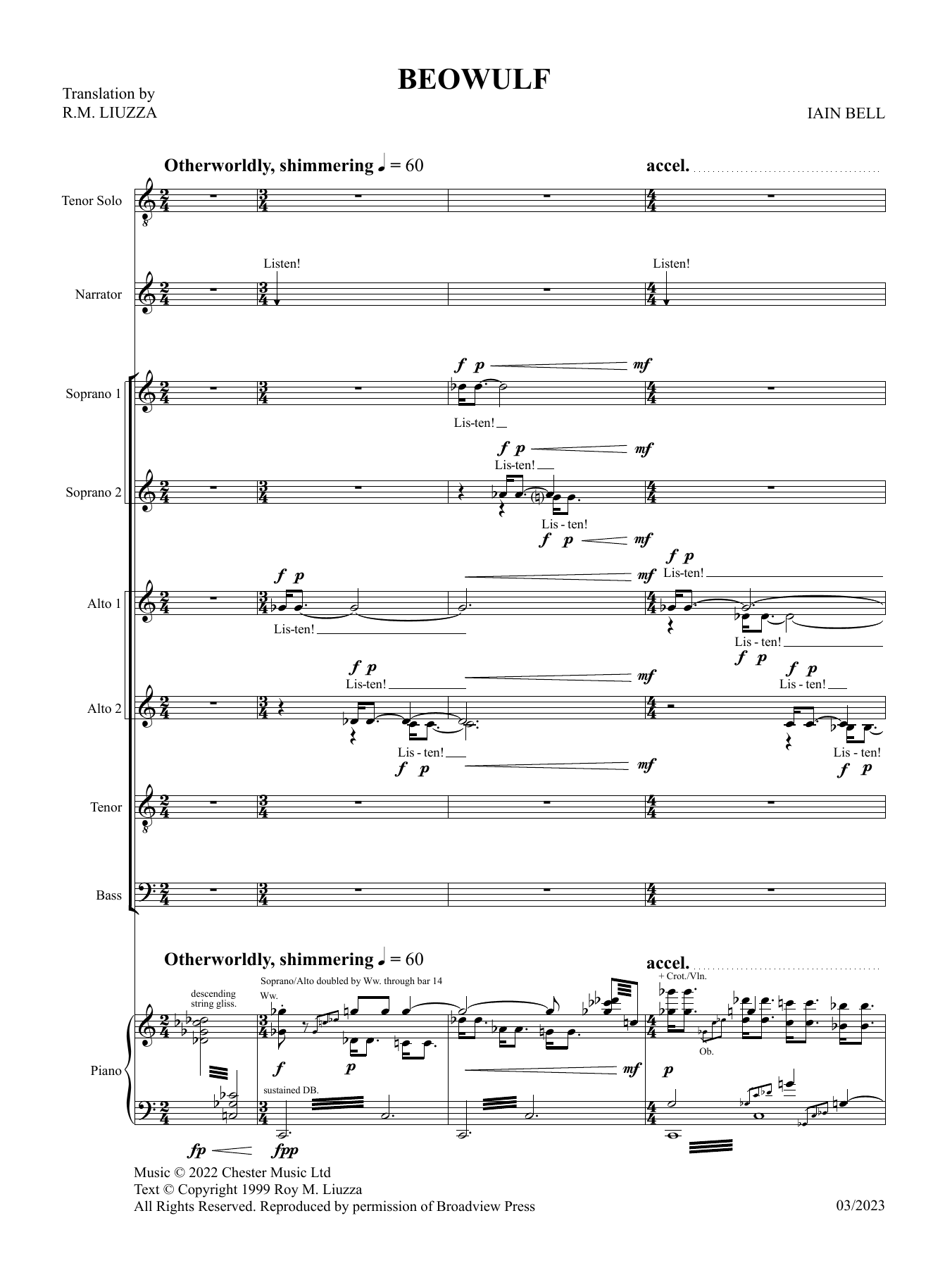 Iain Bell Beowulf (Vocal Score) sheet music notes and chords arranged for Vocal Solo
