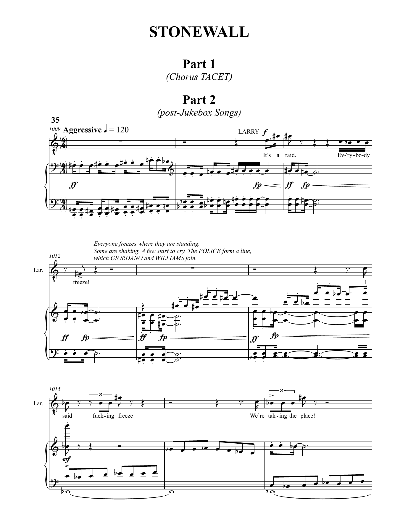 Iain Bell Stonewall sheet music notes and chords arranged for Piano & Vocal