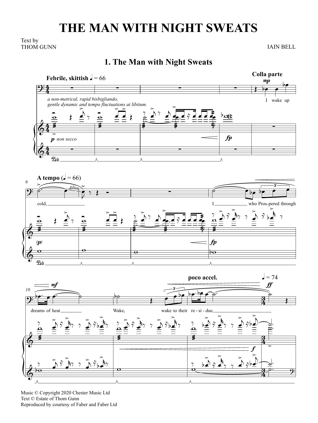 Iain Bell The Man With Night Sweats sheet music notes and chords arranged for Piano & Vocal