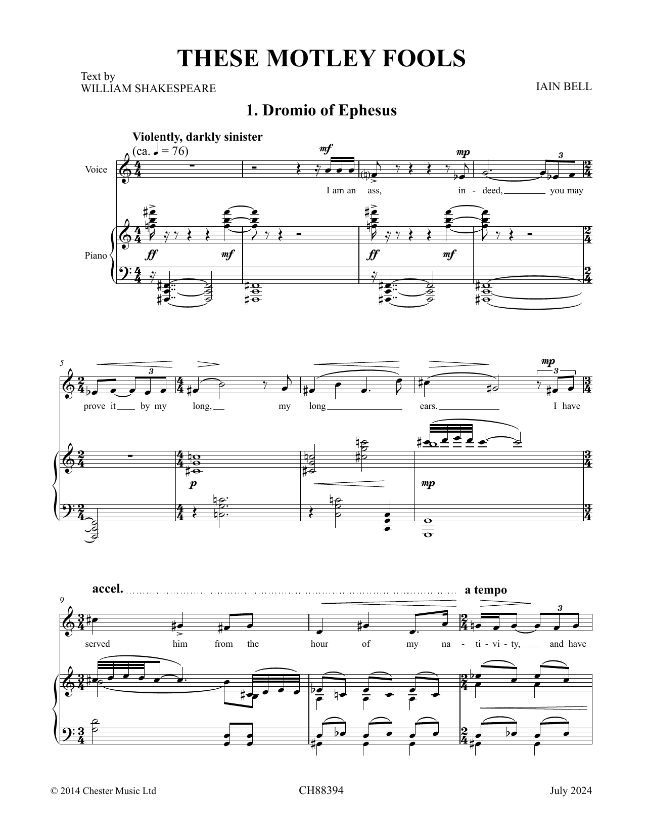 Iain Bell These Motley Fools sheet music notes and chords arranged for Piano & Vocal
