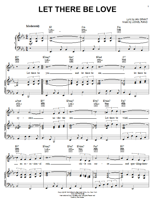 Ian Grant Let There Be Love sheet music notes and chords arranged for Lead Sheet / Fake Book
