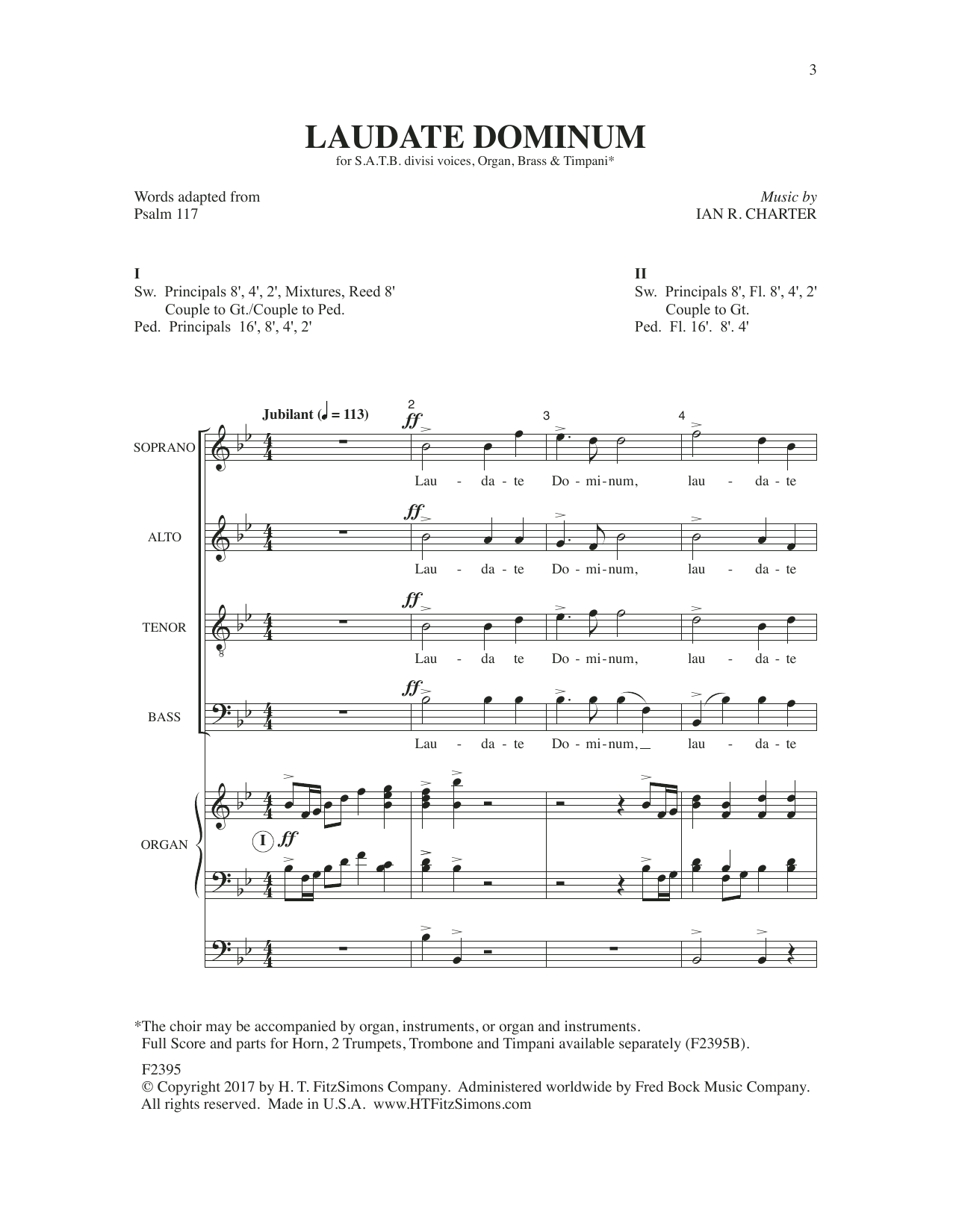 Ian R. Charter Laudate Dominum sheet music notes and chords arranged for SATB Choir