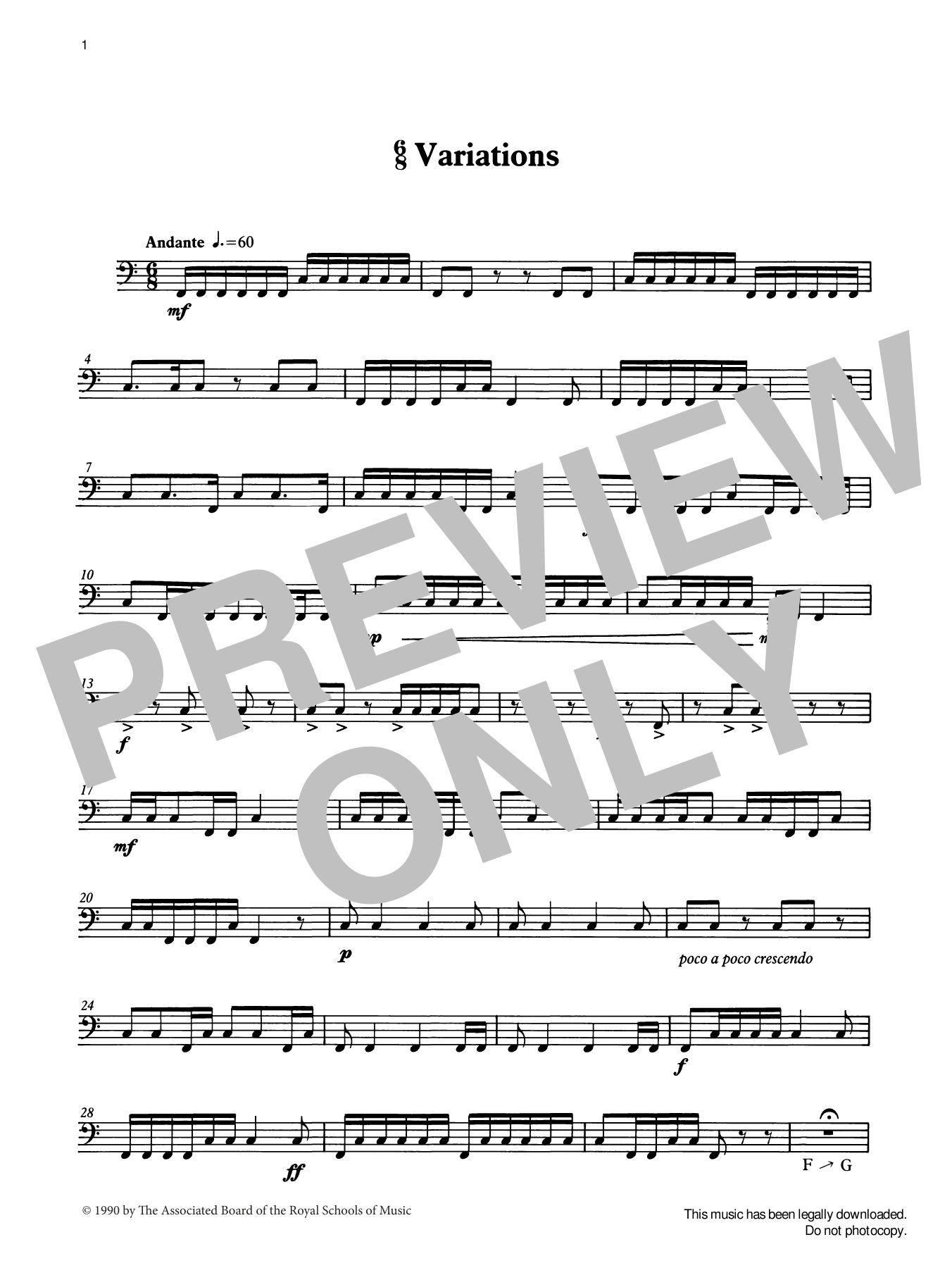 Ian Wright 6/8 Variations from Graded Music for Timpani, Book II sheet music notes and chords arranged for Percussion Solo