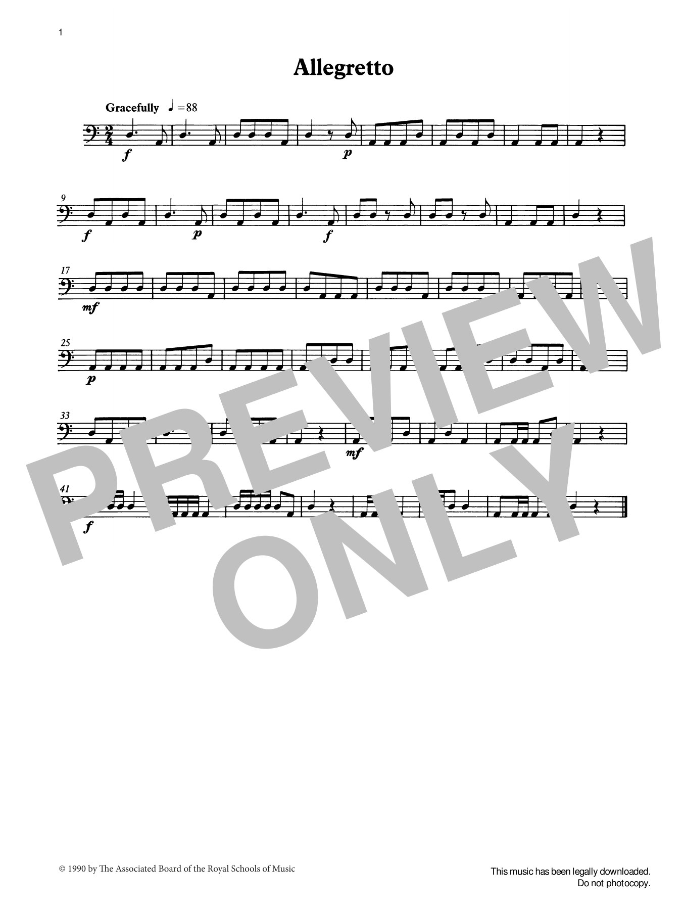 Ian Wright Allegretto from Graded Music for Timpani, Book I sheet music notes and chords arranged for Percussion Solo