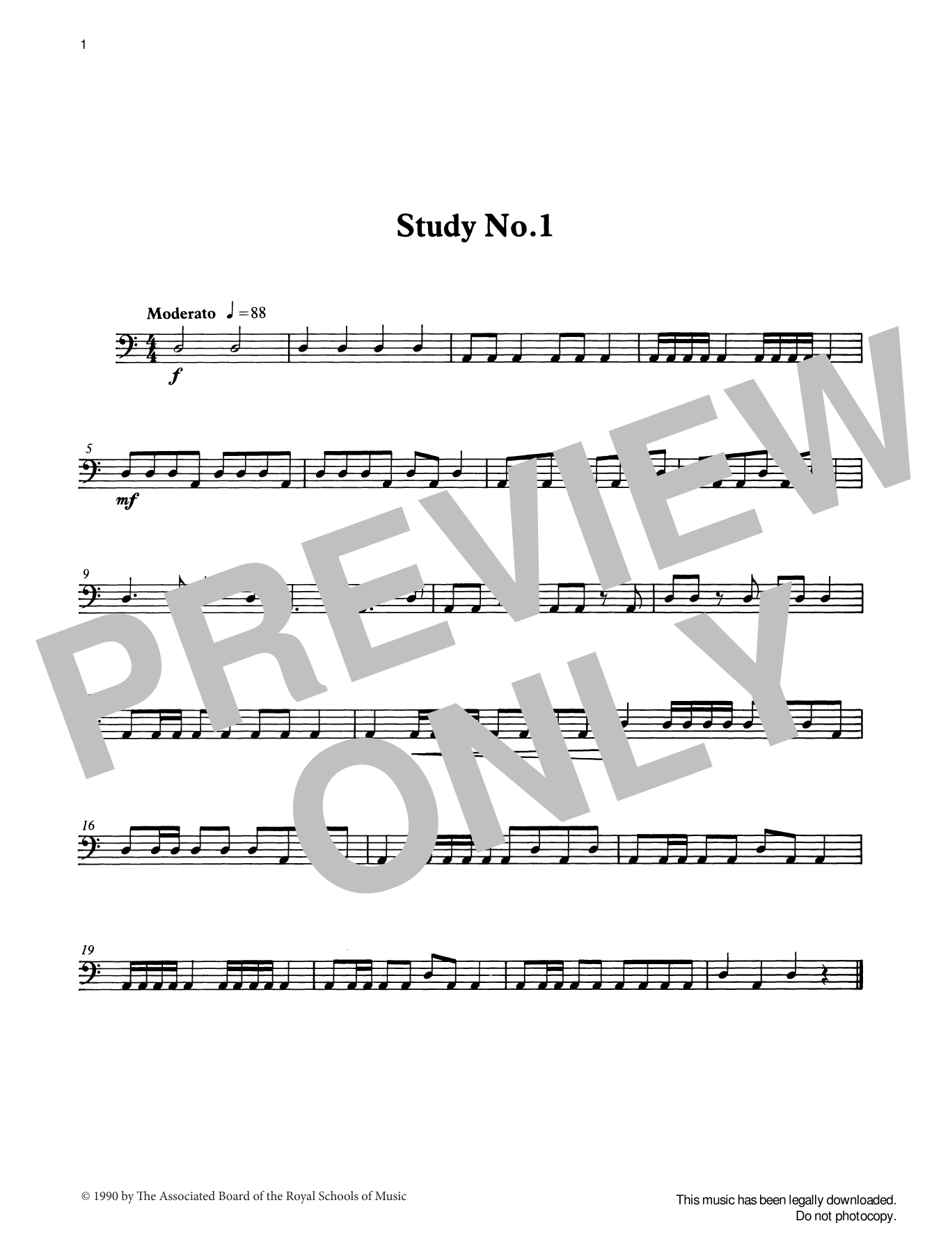 Ian Wright and Chris Batchelor Study No.1 from Graded Music for Timpani, Book I sheet music notes and chords arranged for Percussion Solo