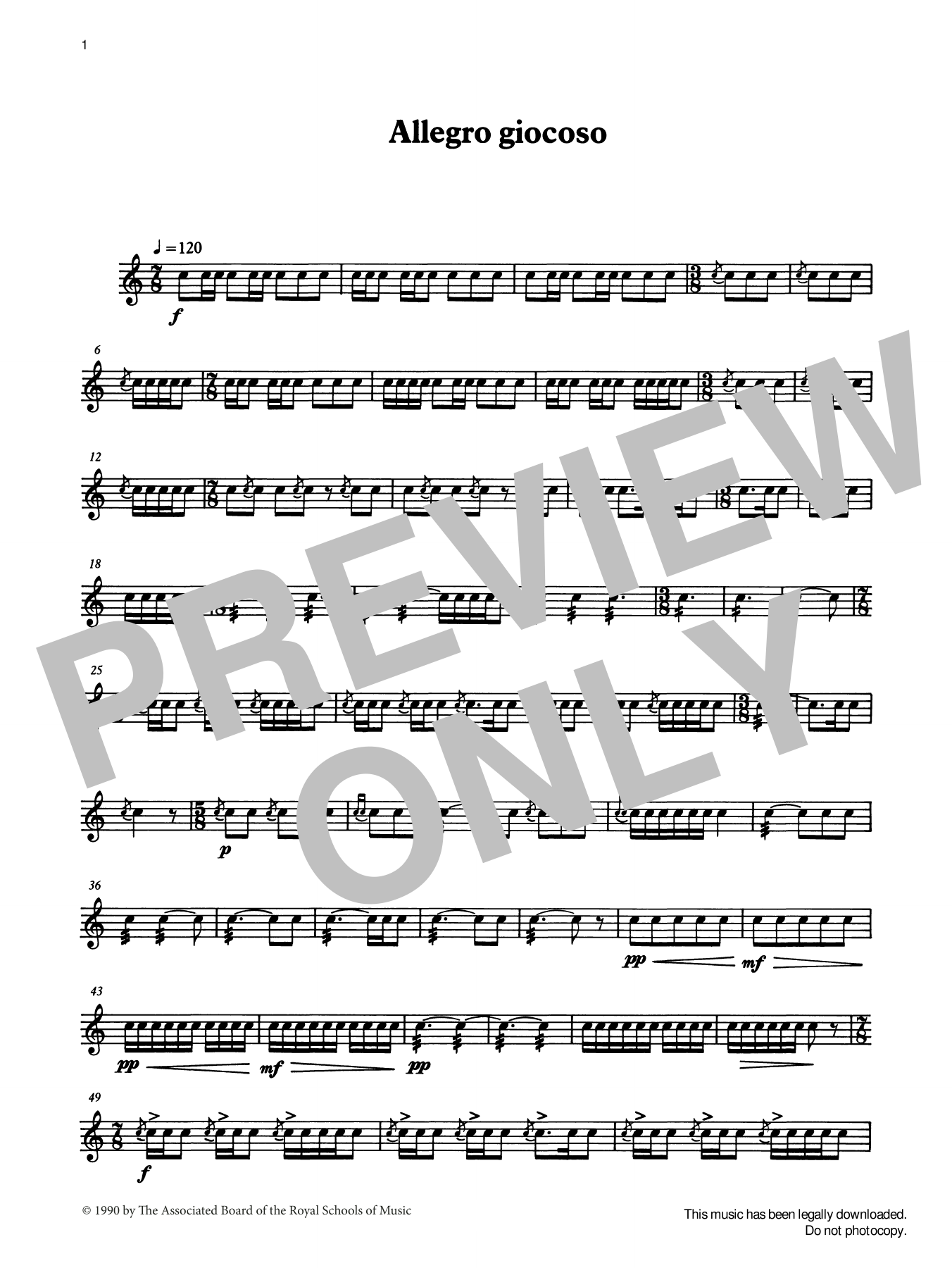 Ian Wright and Kevin Hathaway Allegro giocoso from Graded Music for Snare Drum, Book IV sheet music notes and chords arranged for Percussion Solo