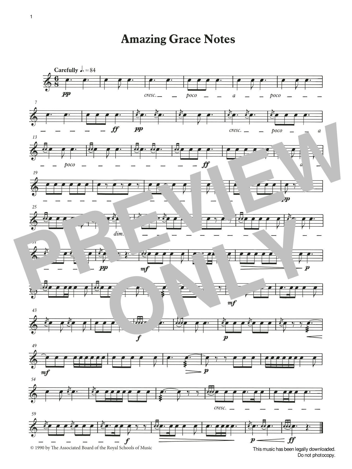 Ian Wright and Kevin Hathaway Amazing Grace Notes from Graded Music for Snare Drum, Book II sheet music notes and chords arranged for Percussion Solo
