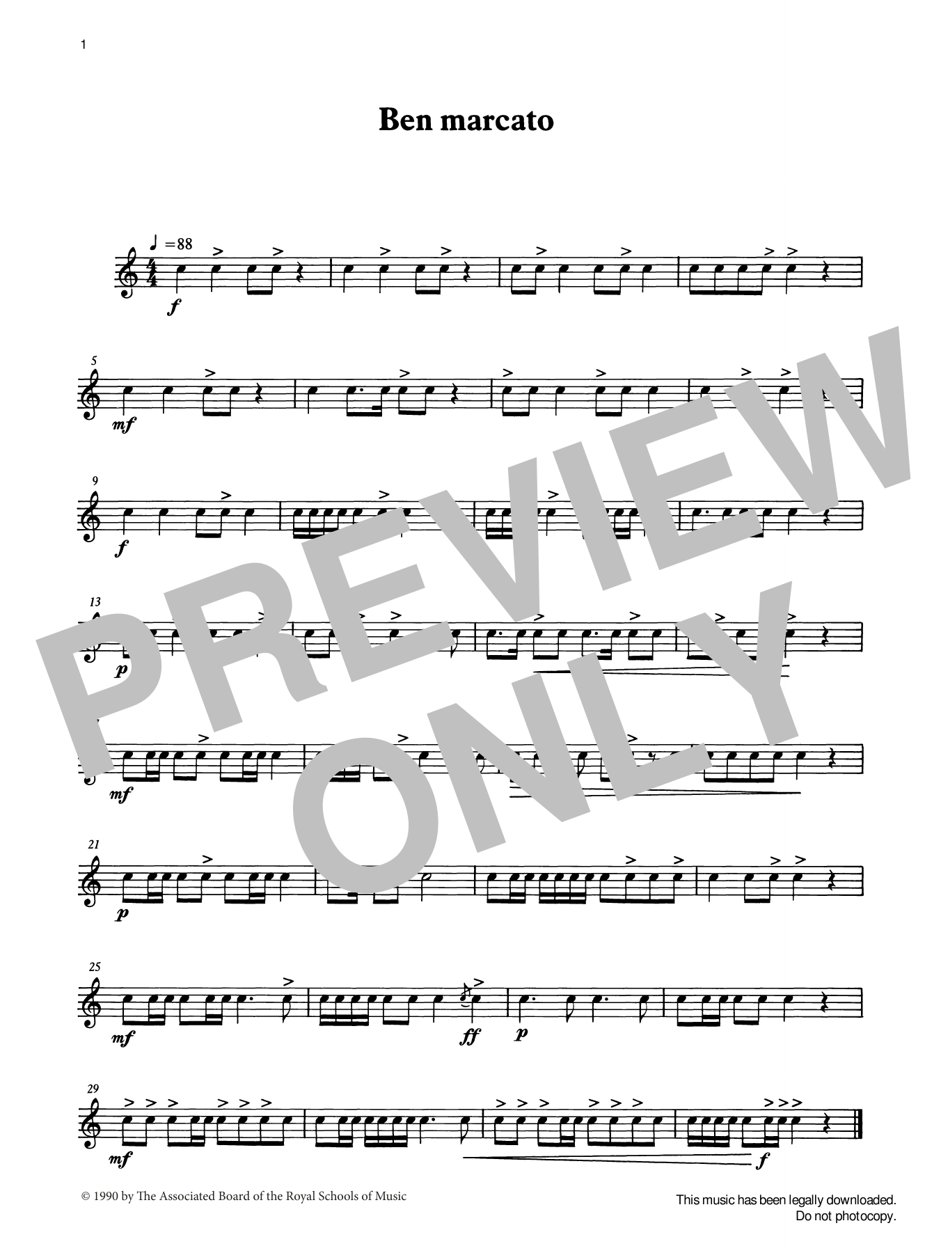 Ian Wright and Kevin Hathaway Ben marcato from Graded Music for Snare Drum, Book I sheet music notes and chords arranged for Percussion Solo