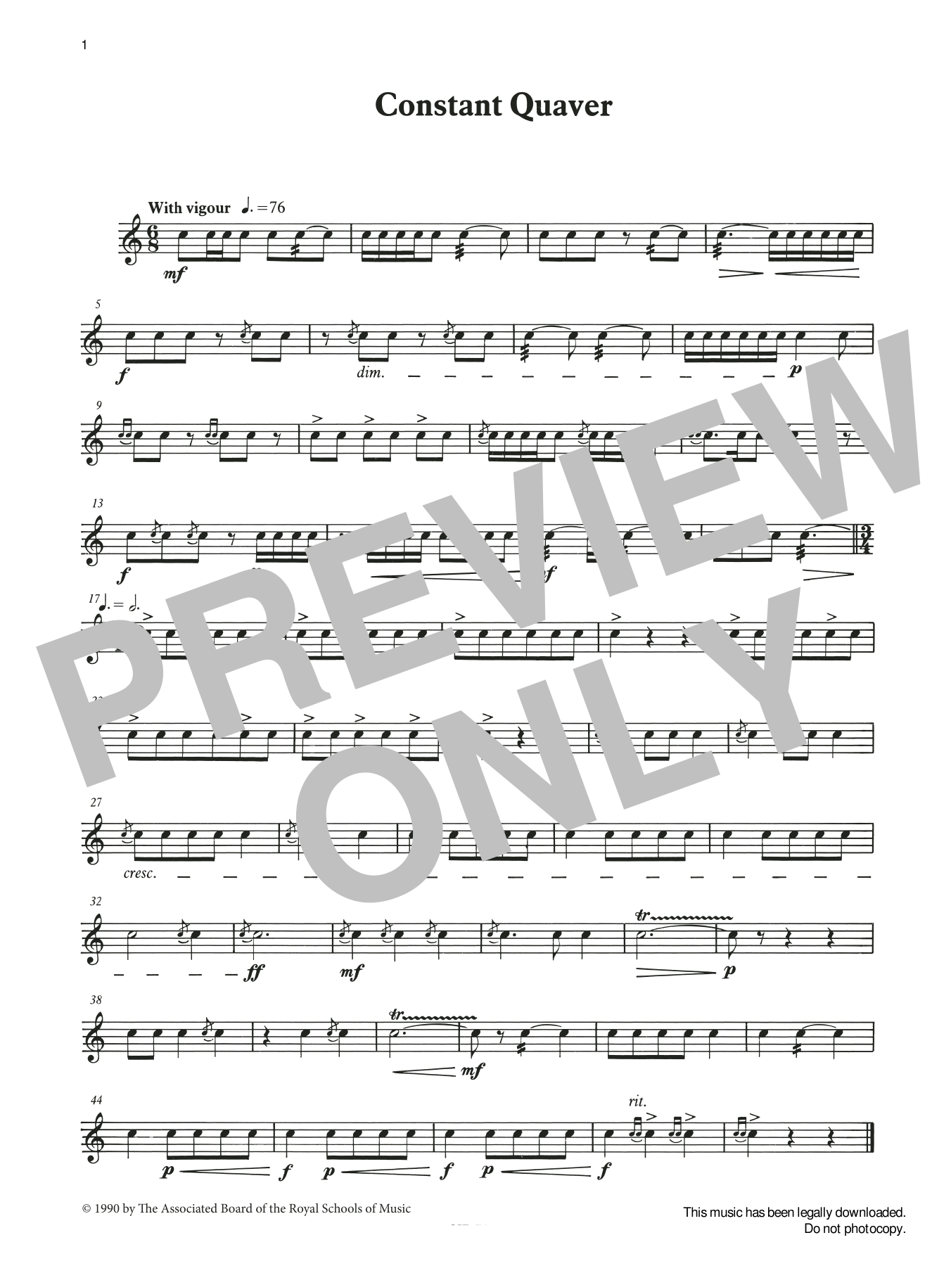 Ian Wright and Kevin Hathaway Constant Quaver from Graded Music for Snare Drum, Book II sheet music notes and chords arranged for Percussion Solo