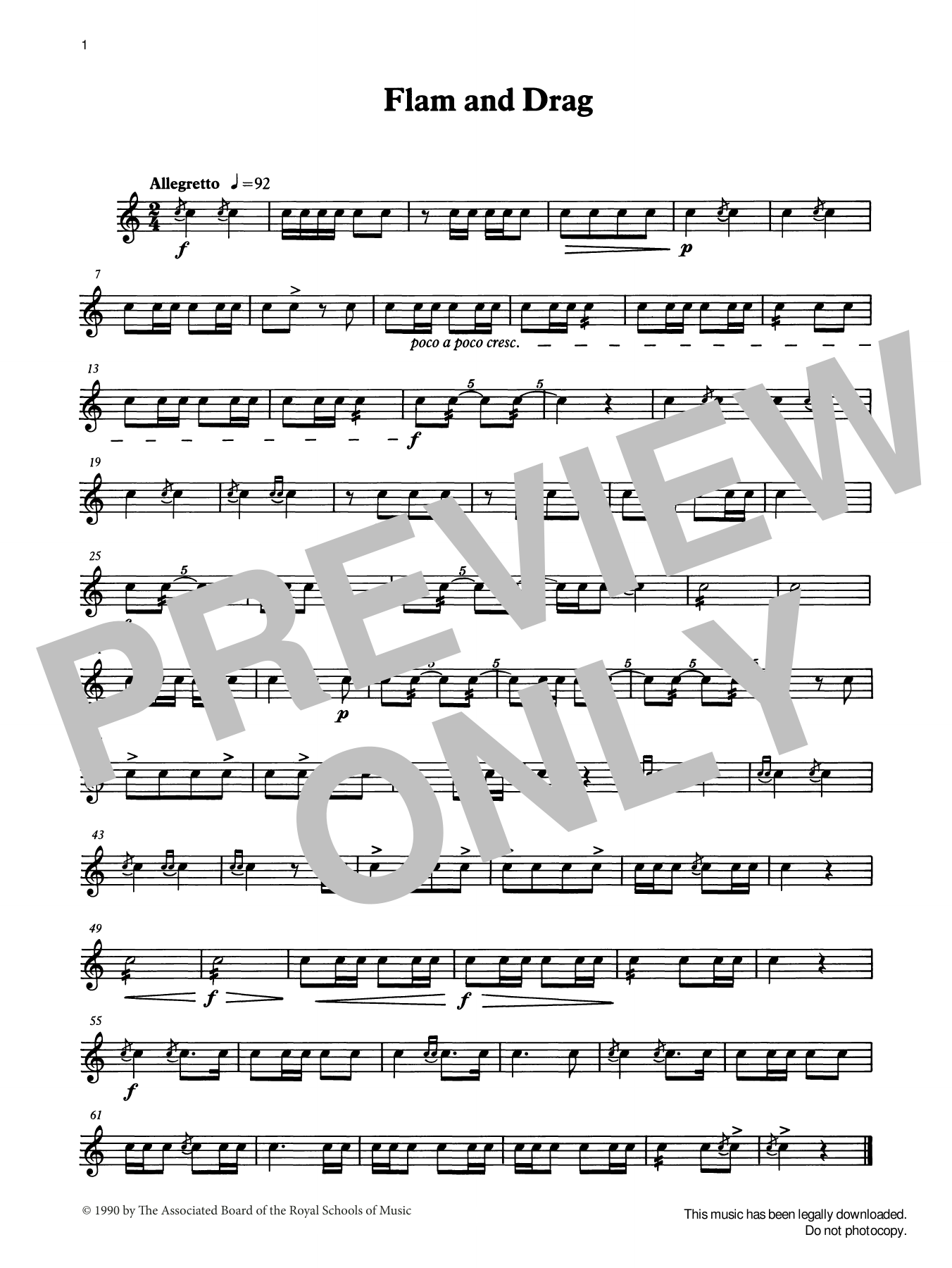 Ian Wright and Kevin Hathaway Flam and Drag from Graded Music for Snare Drum, Book I sheet music notes and chords arranged for Percussion Solo