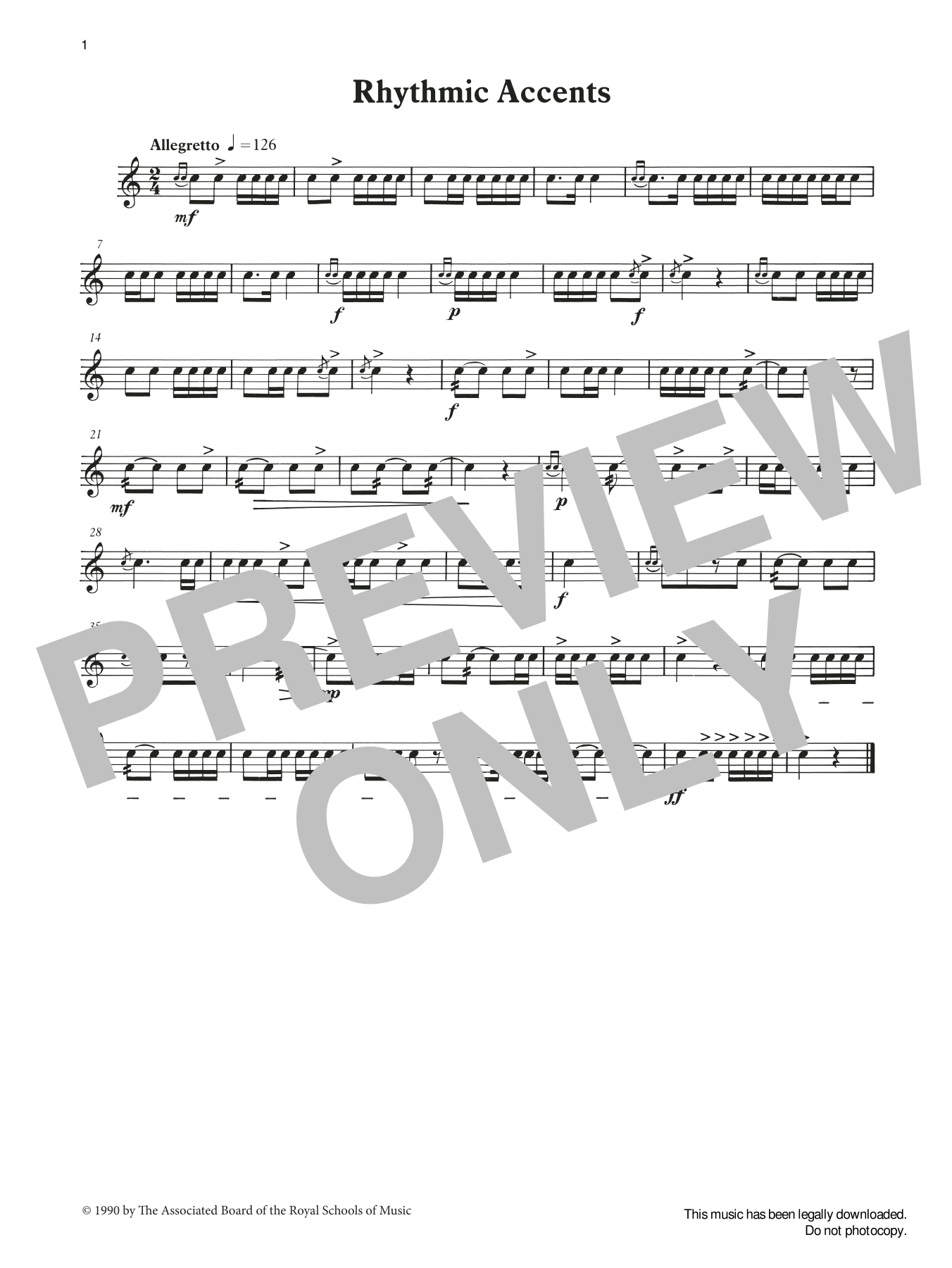 Ian Wright and Kevin Hathaway Rhythmic Accents from Graded Music for Snare Drum, Book II sheet music notes and chords arranged for Percussion Solo