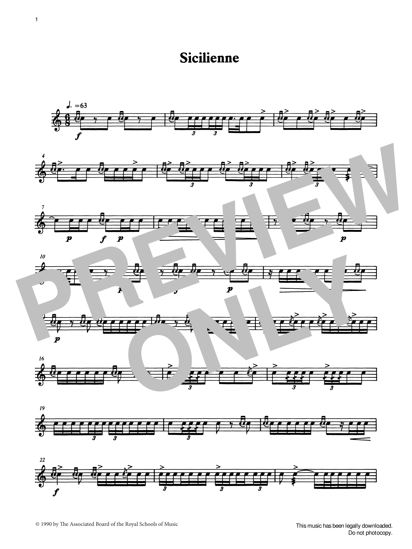 Ian Wright and Kevin Hathaway Sicilienne from Graded Music for Snare Drum, Book IV sheet music notes and chords arranged for Percussion Solo