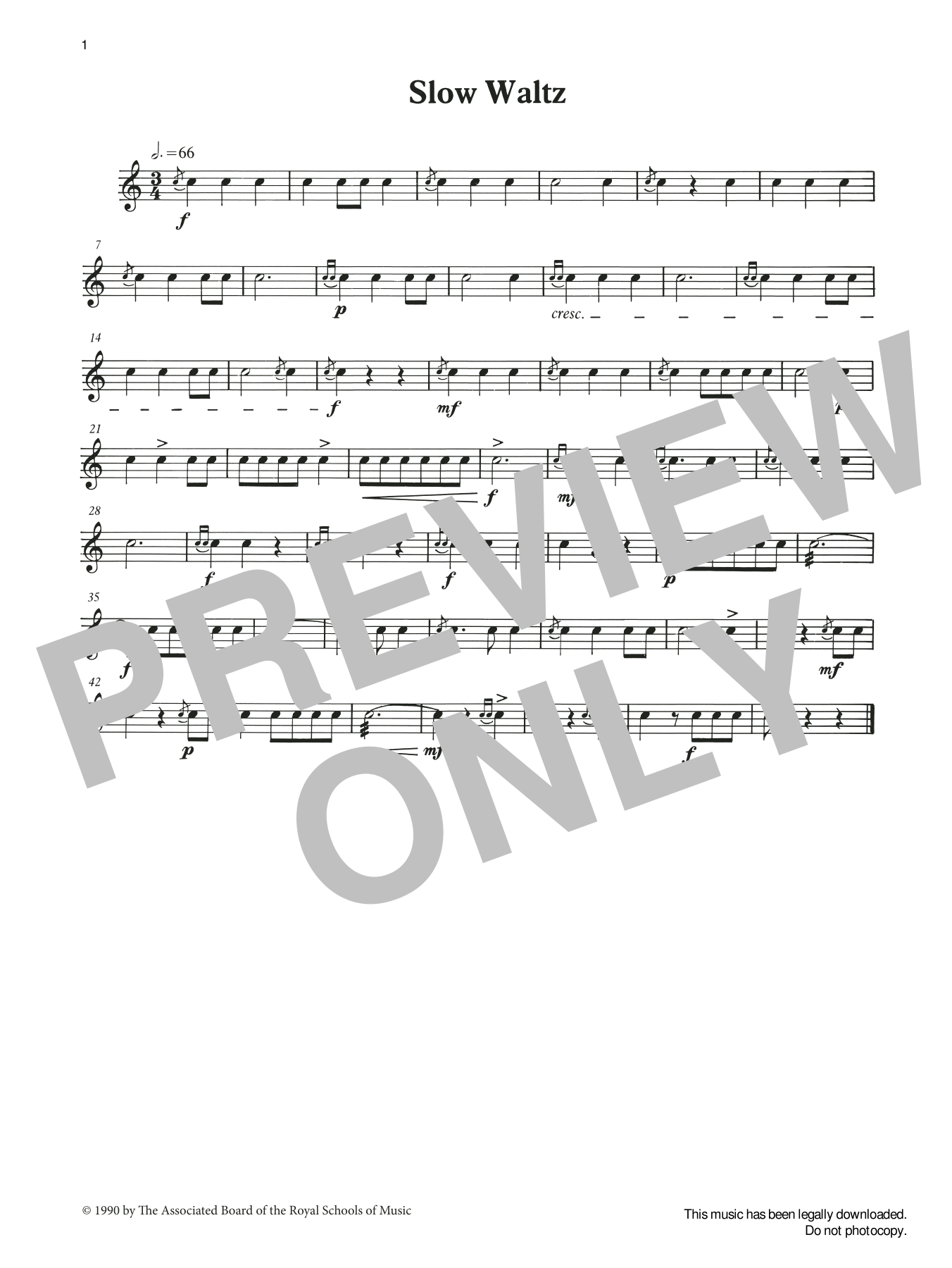 Ian Wright and Kevin Hathaway Slow Waltz from Graded Music for Snare Drum, Book II sheet music notes and chords arranged for Percussion Solo