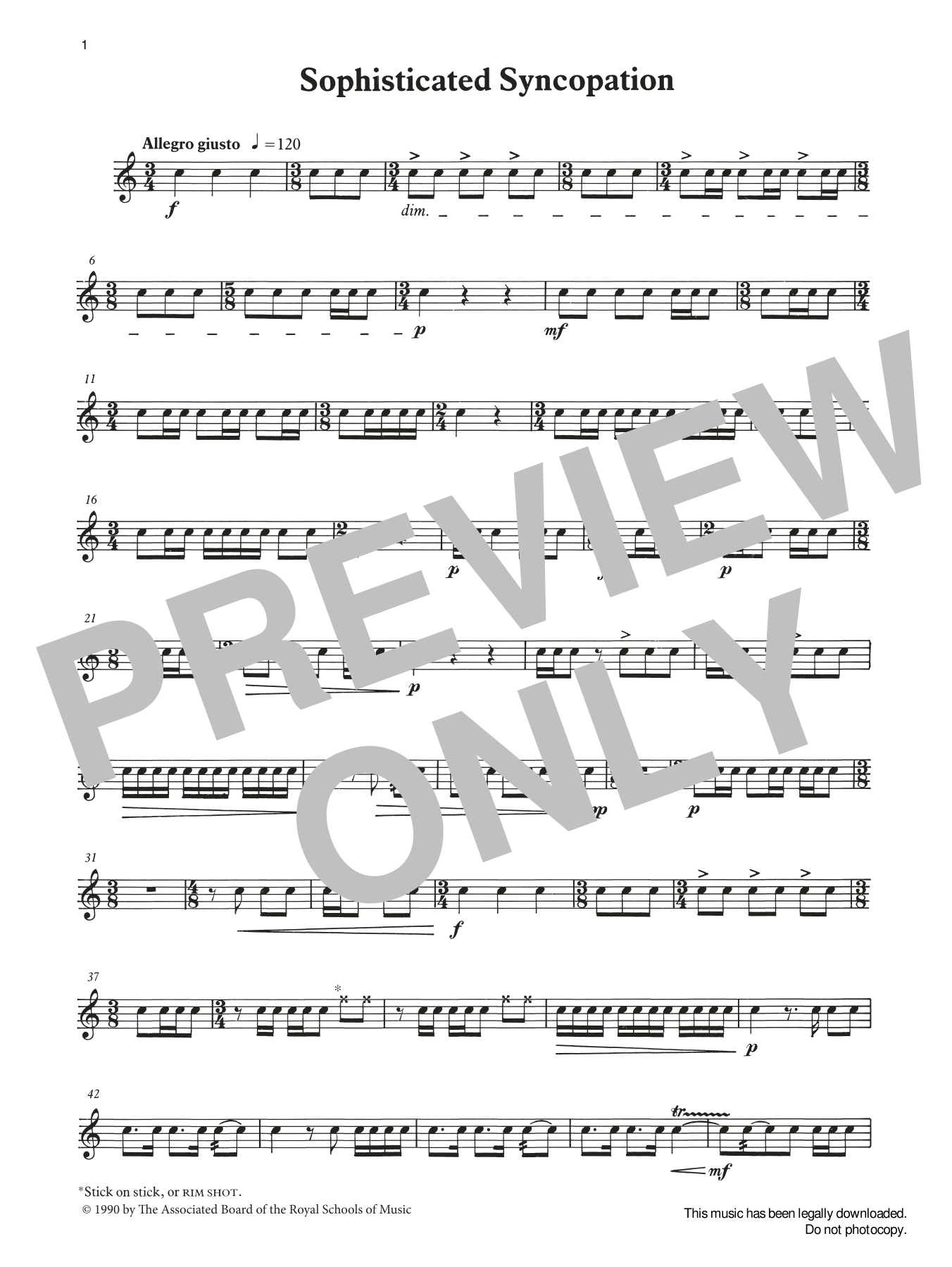 Ian Wright and Kevin Hathaway Sophisticated Syncopation from Graded Music for Snare Drum, Book III sheet music notes and chords arranged for Percussion Solo