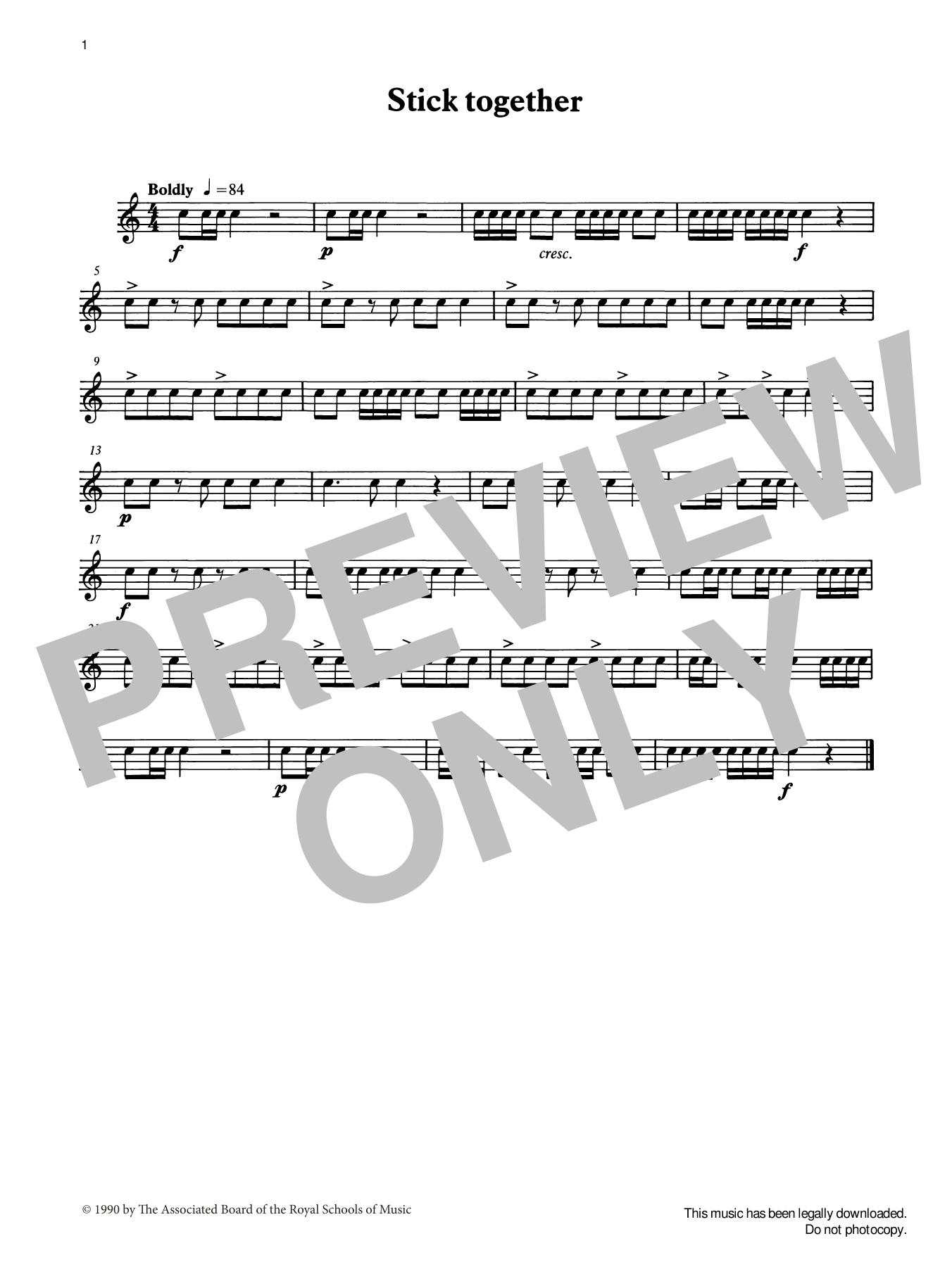 Ian Wright and Kevin Hathaway Stick Together from Graded Music for Snare Drum, Book I sheet music notes and chords arranged for Percussion Solo